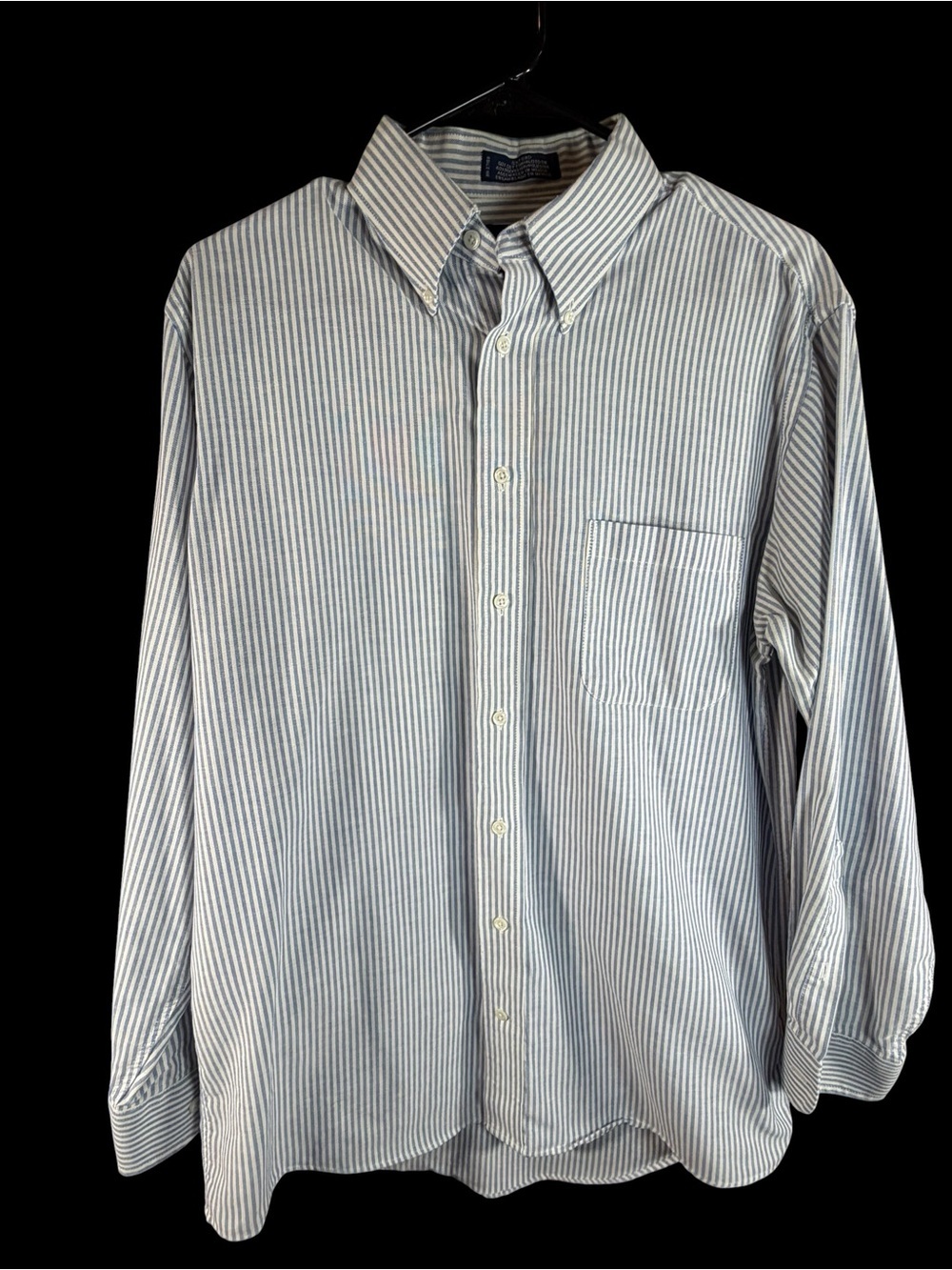 Stafford White Shirt with Blue Pinstripes